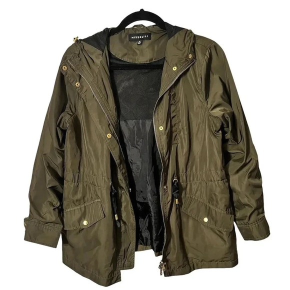 Miss Lili Women's Petite Green Hooded Lightweight Jacket PS Casual - Picture 12 of 12